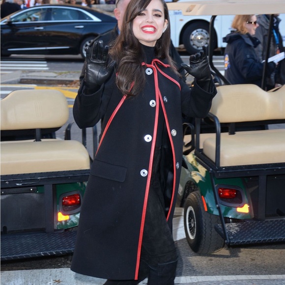 Prada Jackets & Blazers - Prada FW14 Black Wool Coat Red Leather Piping IT38 Sofia Carson Style Rare